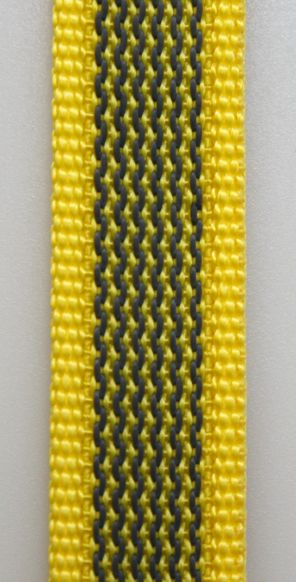 Gummierte Kurzführerleine 50cm genietet & genäht mit Schlaufe genäht 15mm gelb
