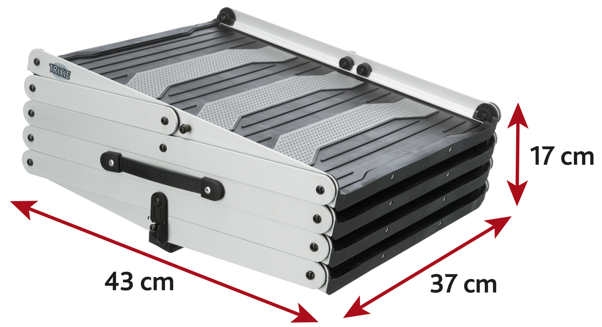 TRIXIE 4-stufige Falt-Treppe, Aluminium/Kunststoff/TPR, Breite: 37 cm/Höhe: bis zu 70 c