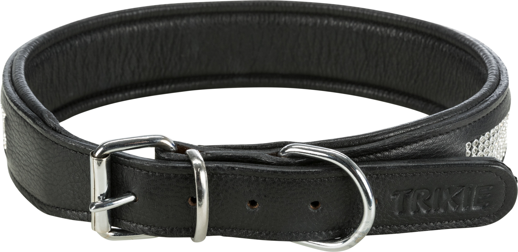 TRIXIE Active Comfort Halsband mit Strass, Leder TRIXIE Active Comfort Halsband mit Strass, Leder, L–XL: 57–66 cm/40 mm, schwarz
