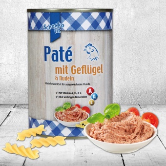 Schecker - Schecko fit Paté mit Geflügel & Nudeln, Pastete für Hunde 1 x 400 g 