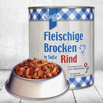 Schecker - Schecko fit Fleischige Brocken in Soße, Rind, Nassfutter, 800 g 