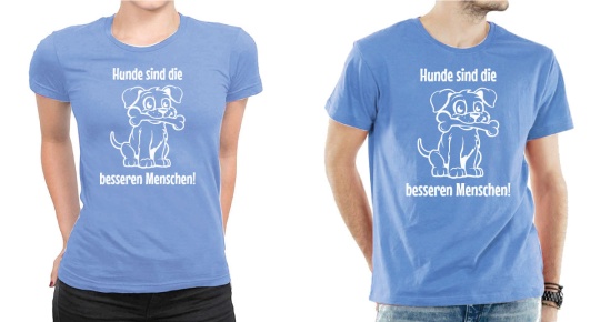 FUN-Shirt: "Hunde sind die besseren Menschen!" Damen |  M | Arktikblau | Weiß