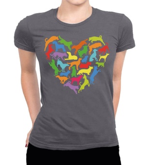 FUN-Shirt: Herz aus Hunden Damen | XL | Grau | Bunt